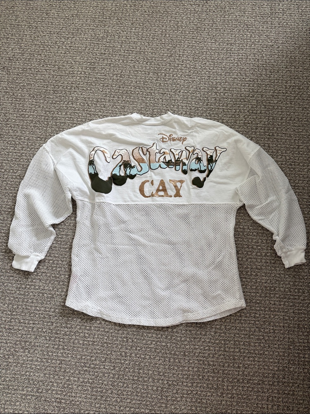 Disney Spirit Jersey Cruise Line Mickey Castaway Cay White Mesh S
